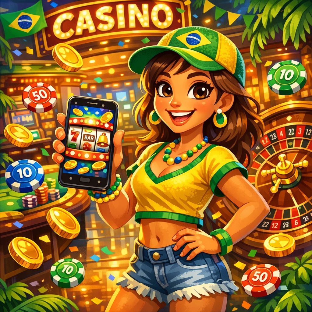 418Bet8 casino cartoon characters with chips, slot reels, and a live roulette table